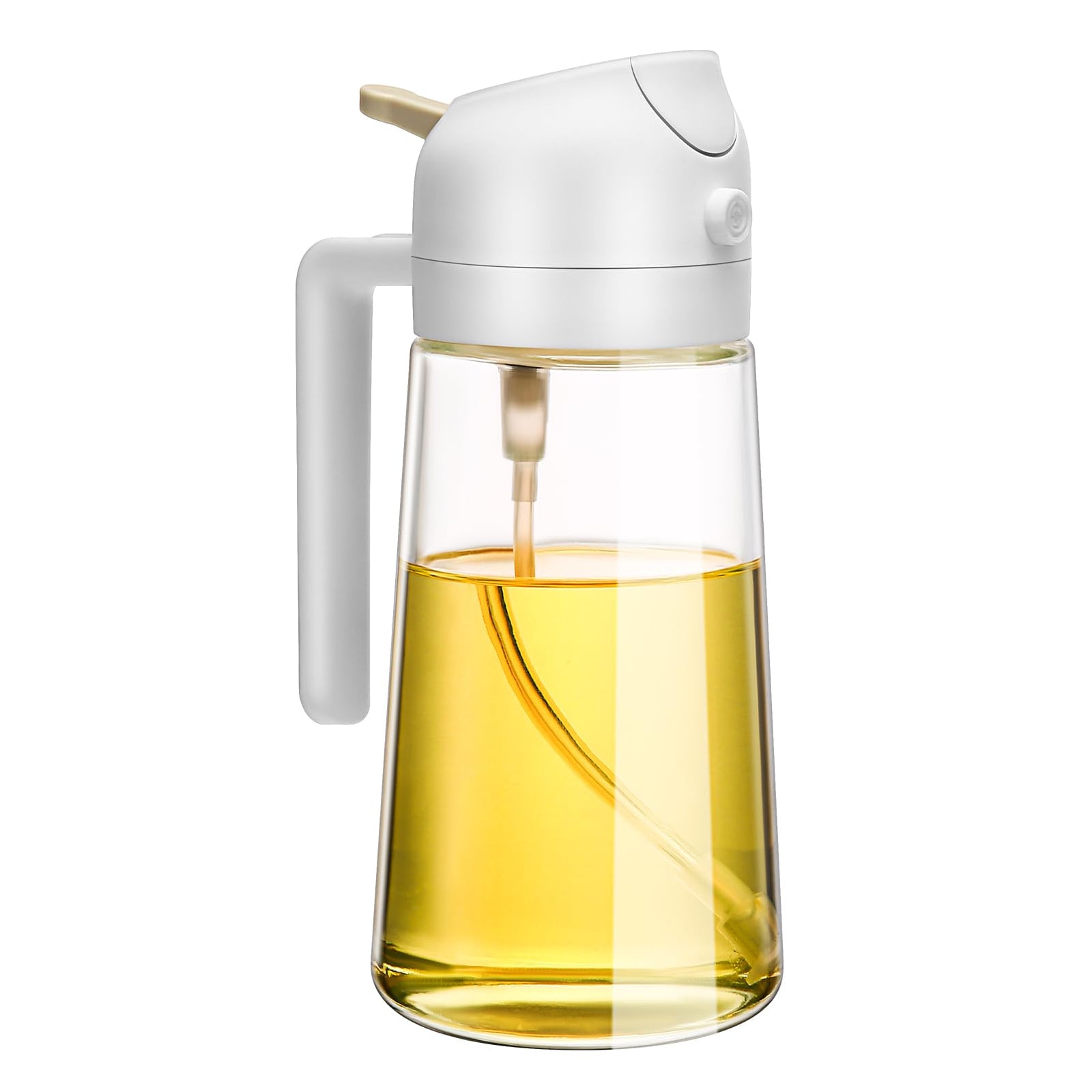 Premium White 600ml 2 in 1 Glass Oil Sprayer Dispenser