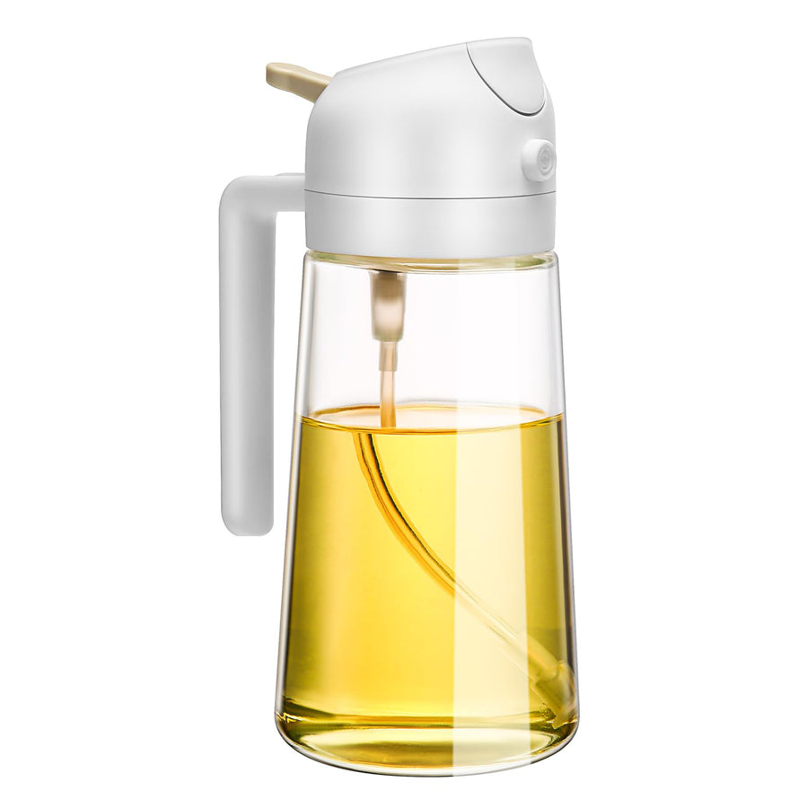 Premium White 600ml 2 in 1 Glass Oil Sprayer Dispenser