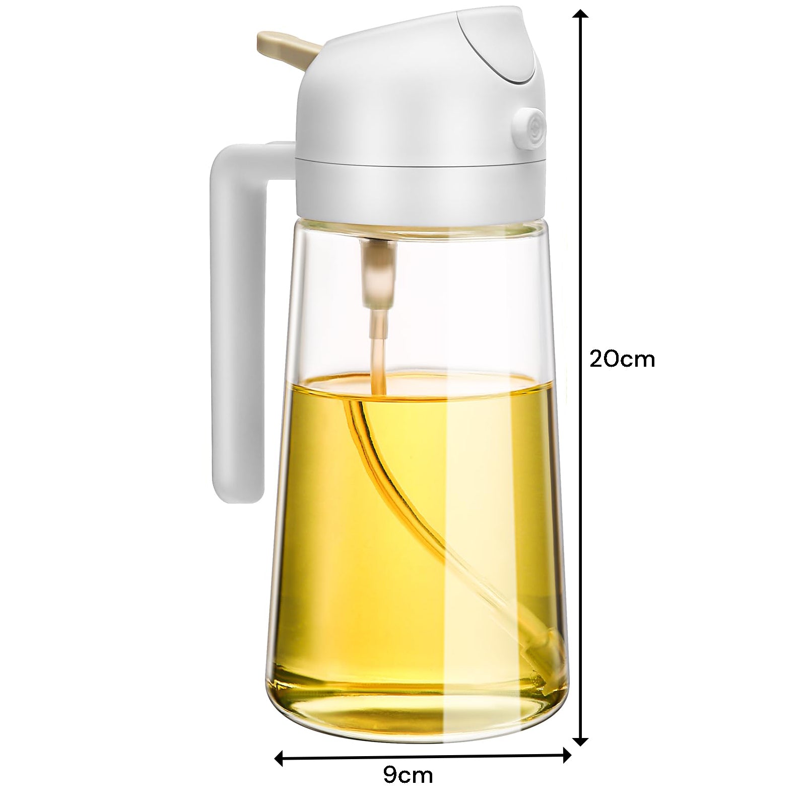 Premium White 600ml 2 in 1 Glass Oil Sprayer Dispenser