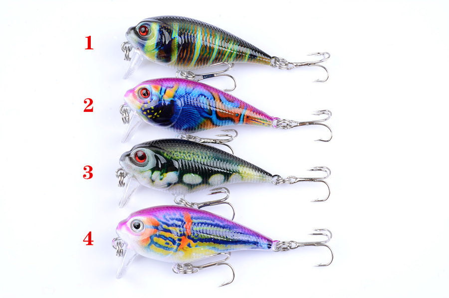 Durable ABS 5.5cm Popper Crank Bait Fishing Lure Set - 4 Colors, Sharp Hooks - SuperSaverAU - view 1