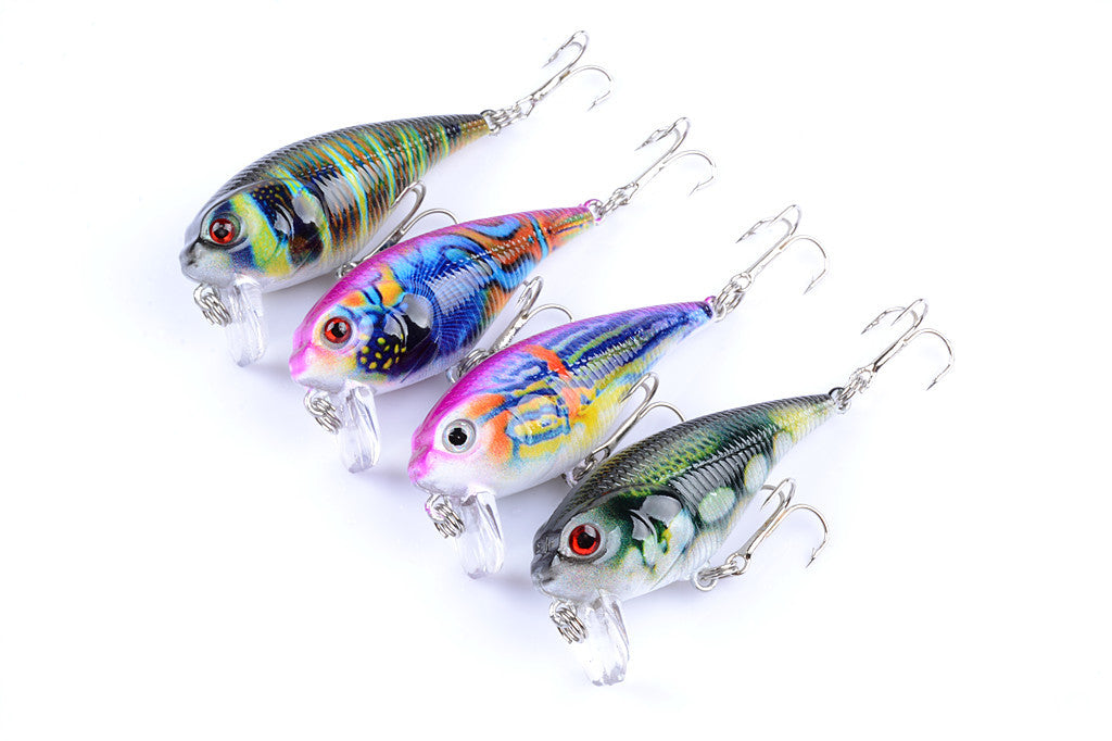 Durable ABS 5.5cm Popper Crank Bait Fishing Lure Set - 4 Colors, Sharp Hooks - SuperSaverAU - view 2