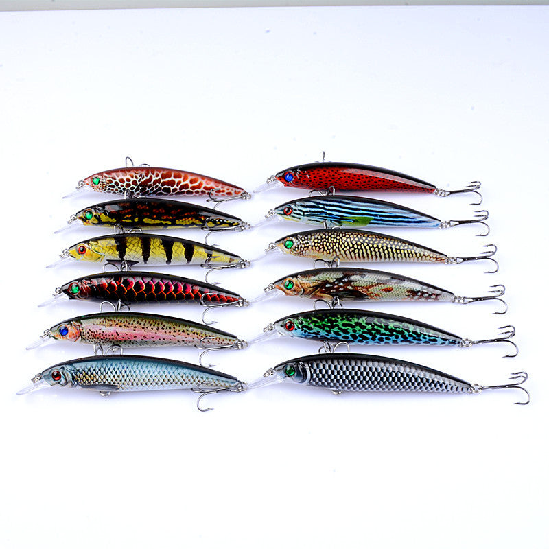 12x 14cm Durable ABS Hard Plastic Fishing Lures with Sharp Hooks for Fresh/Saltwater