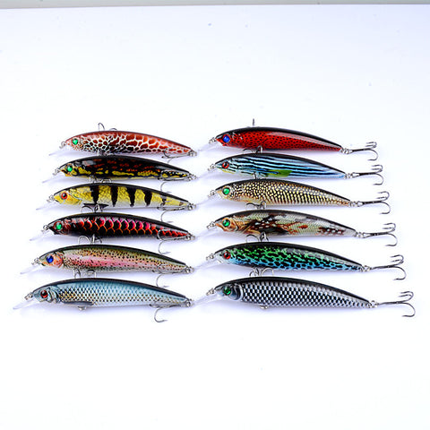 12x 14cm Durable ABS Hard Plastic Fishing Lures with Sharp Hooks for Fresh/Saltwater - SuperSaverAU - view 1
