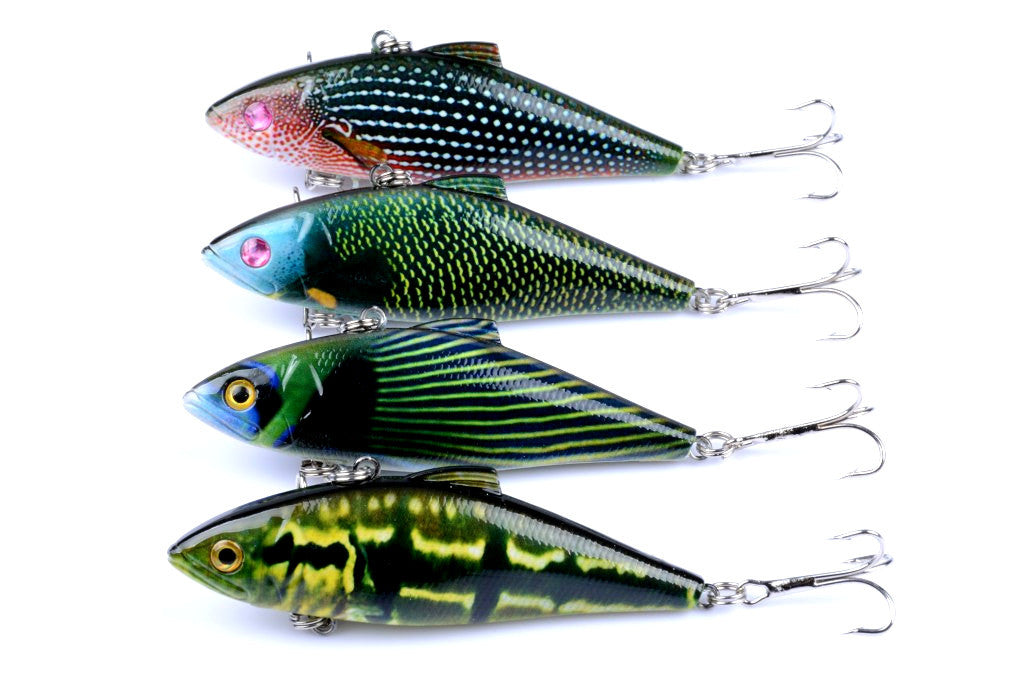 Vib Bait Fishing Lure 8.5cm 4x Lures with Sharp Hooks for Saltwater & Freshwater - SuperSaverAU - view 1