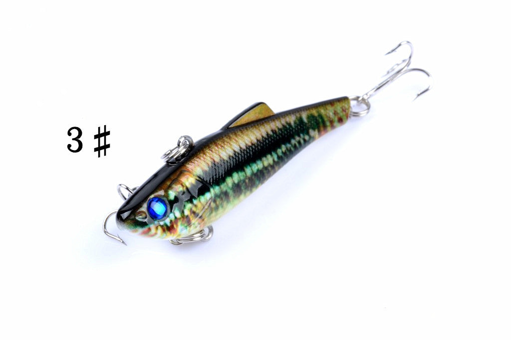 Vib Bait Fishing Lure 7cm 6x Pack, Sharp Hooks, Saltwater/Freshwater, 3D Eyes