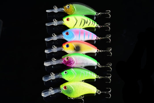 7x 9cm Durable ABS Popper Crank Bait Fishing Lure Set - Saltwater/Freshwater