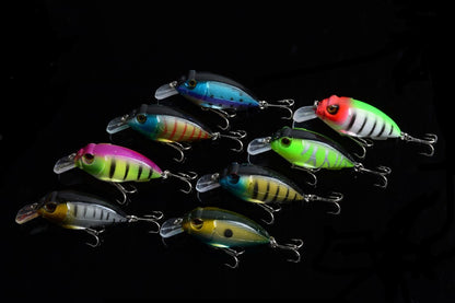 8x 7cm Durable ABS Popper Crank Bait Fishing Lures for Saltwater & Freshwater