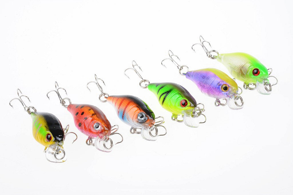 6x 4.5cm Durable ABS Popper Crank Bait Fishing Lures for Saltwater & Freshwater