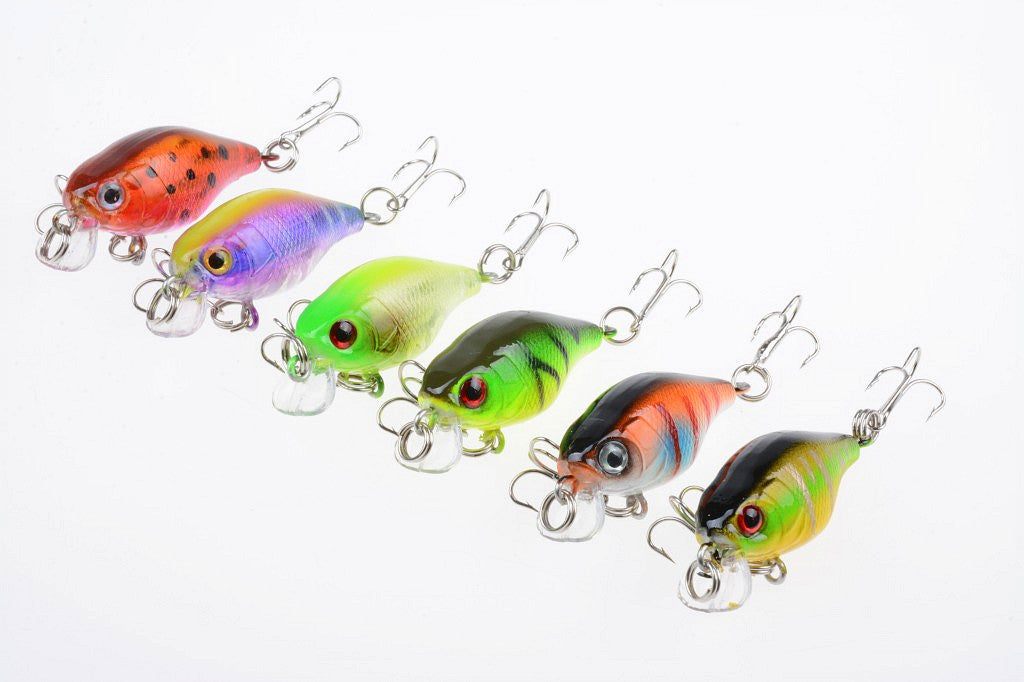6x 4.5cm Durable ABS Popper Crank Bait Fishing Lures for Saltwater & Freshwater