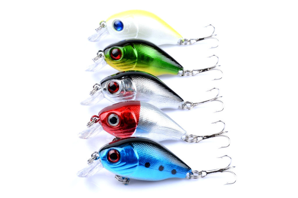 Durable ABS 5.5cm Popper Crank Bait Fishing Lure Set - 5 Colors, Sharp Hooks - SuperSaverAU - view 1