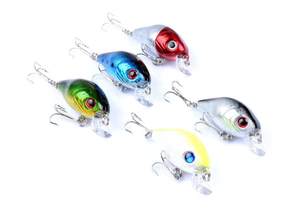 Durable ABS 5.5cm Popper Crank Bait Fishing Lure Set - 5 Colors, Sharp Hooks - SuperSaverAU - view 3