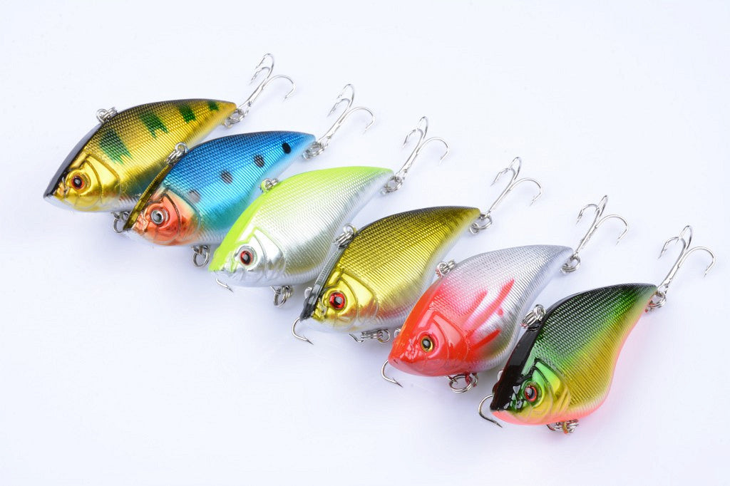 Vib Bait Fishing Lure 7cm 6x Saltwater Freshwater Sharp Hooks 3D Eyes - SuperSaverAU - view 1
