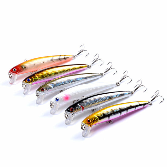 6x Popper Minnow 9.6cm Fishing Lure, Durable ABS, Sharp Hooks, Fresh/Saltwater