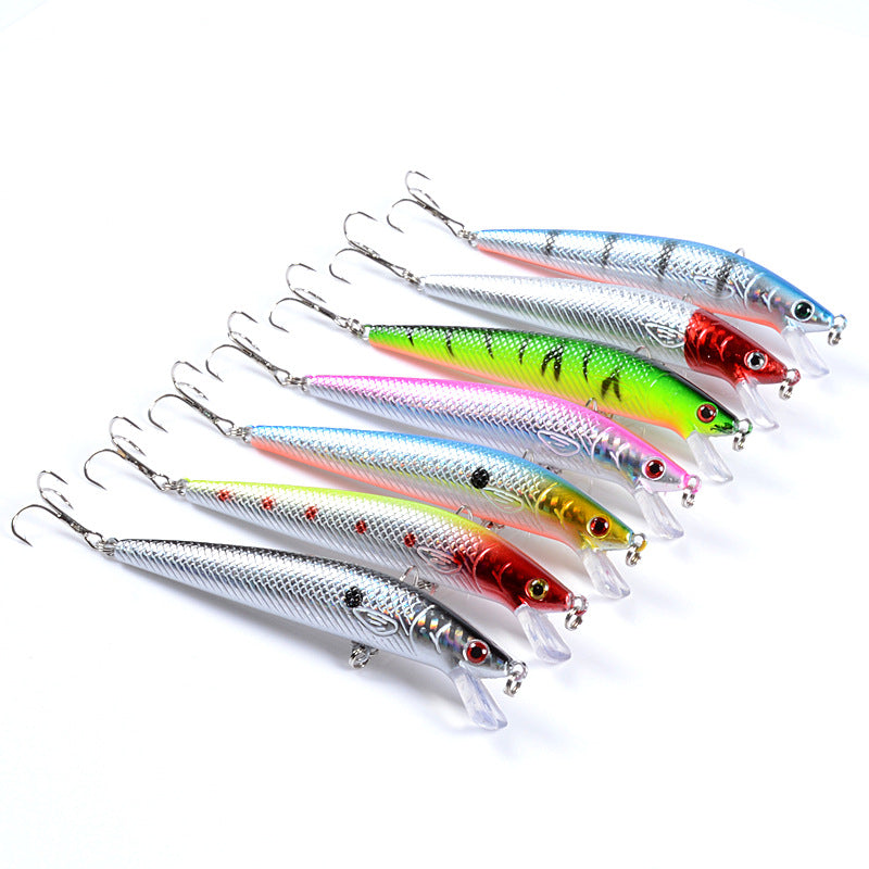 7x Popper Minnow 11.8cm Fishing Lure, Durable ABS, Sharp Hooks, Fresh/Saltwater