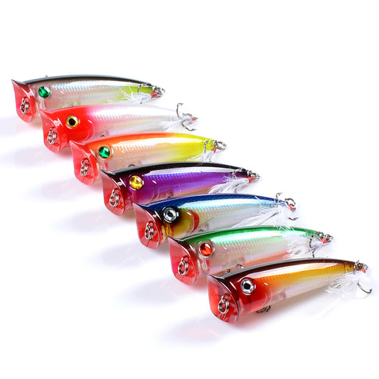 7x 7cm Popper Minnow Fishing Lures, Sharp Hooks, Fresh & Saltwater, 5 Colors