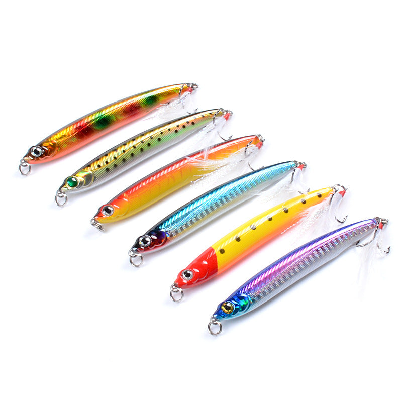 6x 10cm Popper Minnow Fishing Lures, Sharp Hooks, Fresh/Saltwater, 6 Colors - SuperSaverAU - view 1