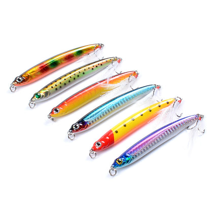 6x 10cm Popper Minnow Fishing Lures, Sharp Hooks, Fresh/Saltwater, 6 Colors