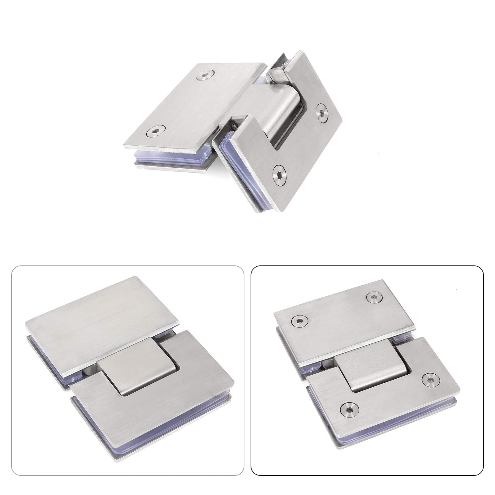 304 Stainless Steel Shower Glass Door Hinge 180 Degrees, 8mm-12mm, 20kg Capacity - SuperSaverAU - view 1
