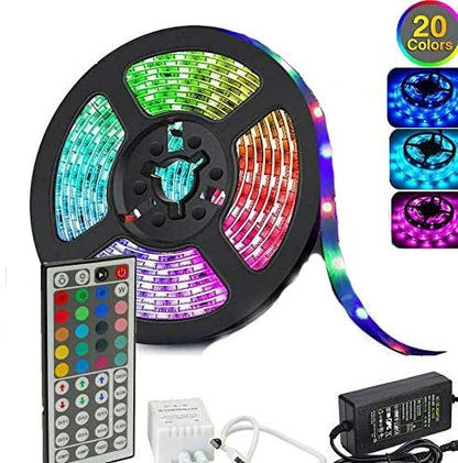 5050 RGB LED Strip Lights 5m, 300PCS, Waterproof, 20 Colors, 6 Modes, IR Controller