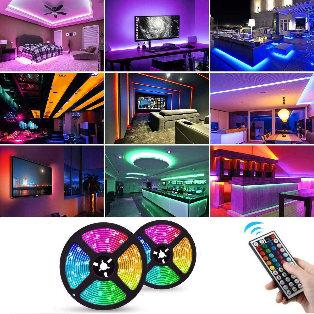 5050 RGB LED Strip Lights 5m, 300PCS, Waterproof, 20 Colors, 6 Modes, IR Controller
