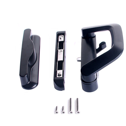 Sliding Patio Door Handle Set Black, Zinc & Aluminum Alloy, Reversible, 1x Lock Set