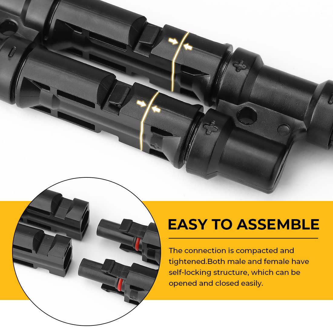 Premium 2 to 1 Waterproof Solar PV Branch Connectors 1 Pair