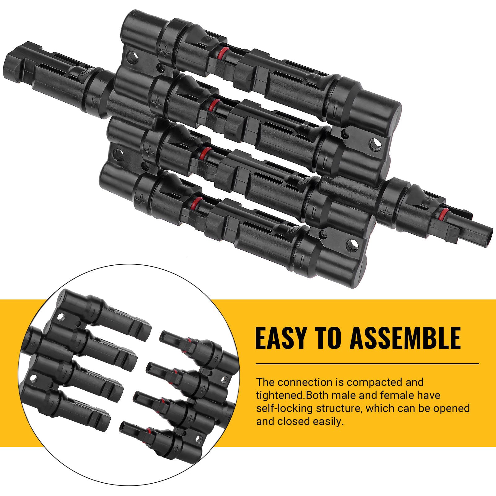 Premium 4 to 1 Waterproof Solar PV Branch Connectors 1 Pair