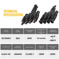 Premium 4 to 1 Waterproof Solar PV Branch Connectors 1 Pair