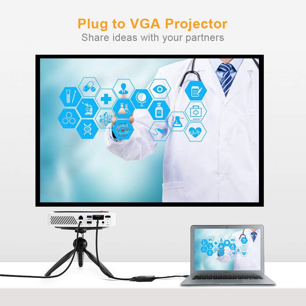 USB-C Type C USB 3.1 Male to VGA Female Monitor Projector Adapter Cable Macbook - SuperSaverAU - view 6