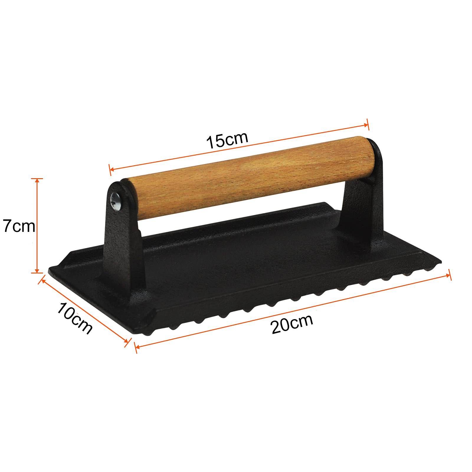 Premium Cast Iron Grill Press Set with Wooden Handles - 2 Piece