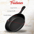 Cast Iron Skillet 8inch 21cm Chef Quality Pre-Seasoned Non-Stick Cookware - SuperSaverAU - view 3