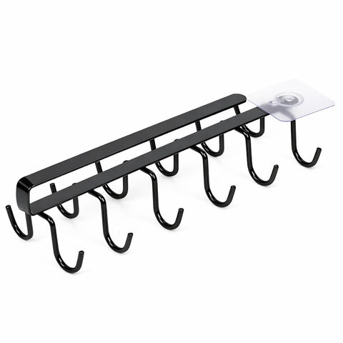Under Cabinet Mug Holder 12 Hooks No Drill Cup Rack Organizer for Kitchen Storage Black - SuperSaverAU - view 1