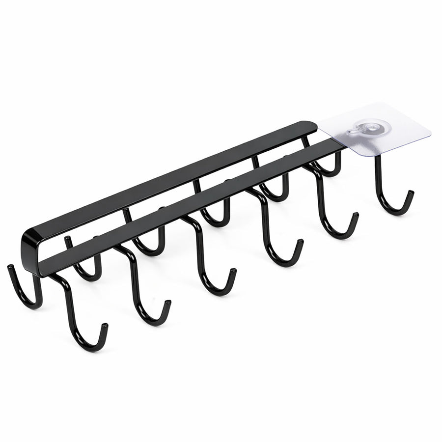 Under Cabinet Mug Holder 12 Hooks No Drill Cup Rack Organizer for Kitchen Storage Black - SuperSaverAU - view 1