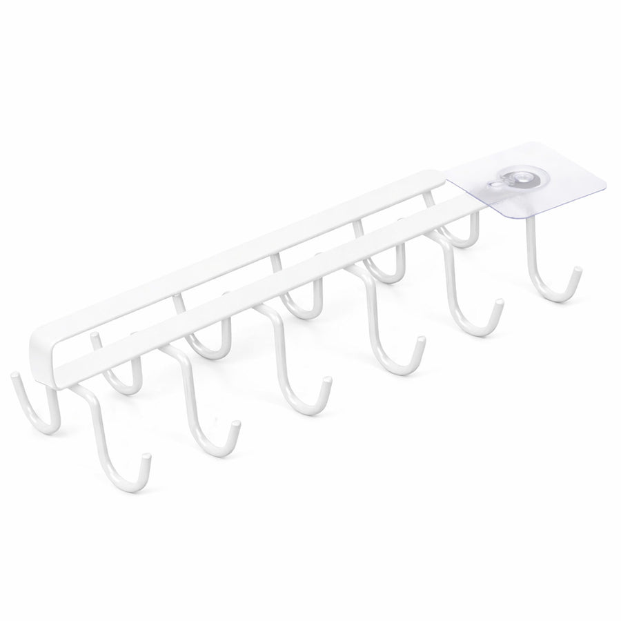 Under Cabinet Mug Holder 12 Hooks No Drill Cup Rack Organizer for Kitchen Storage White - SuperSaverAU - view 1