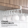 Under Cabinet Mug Holder 12 Hooks No Drill Cup Rack Organizer for Kitchen Storage White - SuperSaverAU - view 4