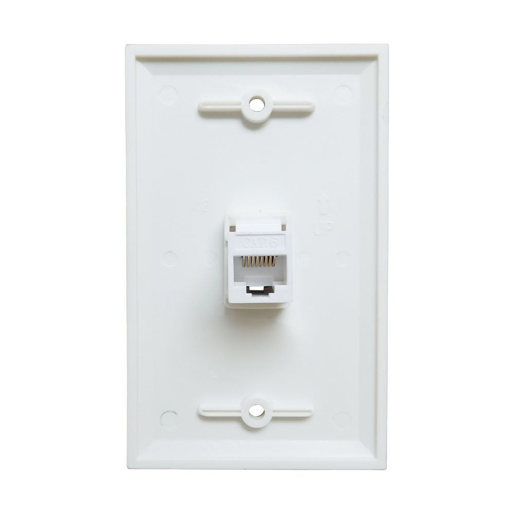 Premium 1 Port Cat6 Ethernet Wall Plate Adapter with Keystone Coupler