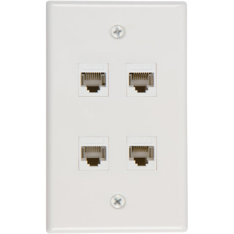 Premium 4 Port Cat6 Ethernet Wall Plate Adapter with Keystone Coupler