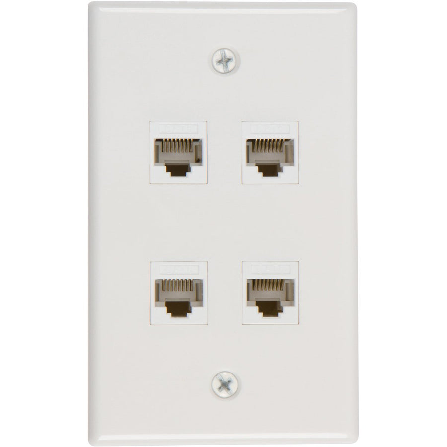Premium 4 Port Cat6 Ethernet Wall Plate Adapter with Keystone Coupler