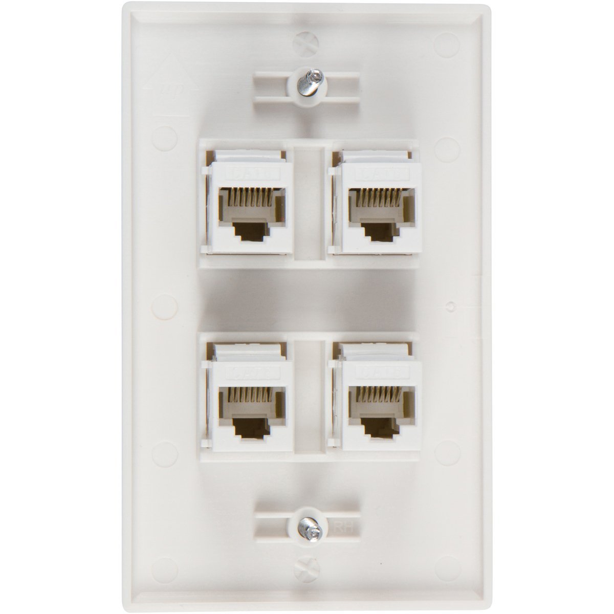 Premium 4 Port Cat6 Ethernet Wall Plate Adapter with Keystone Coupler