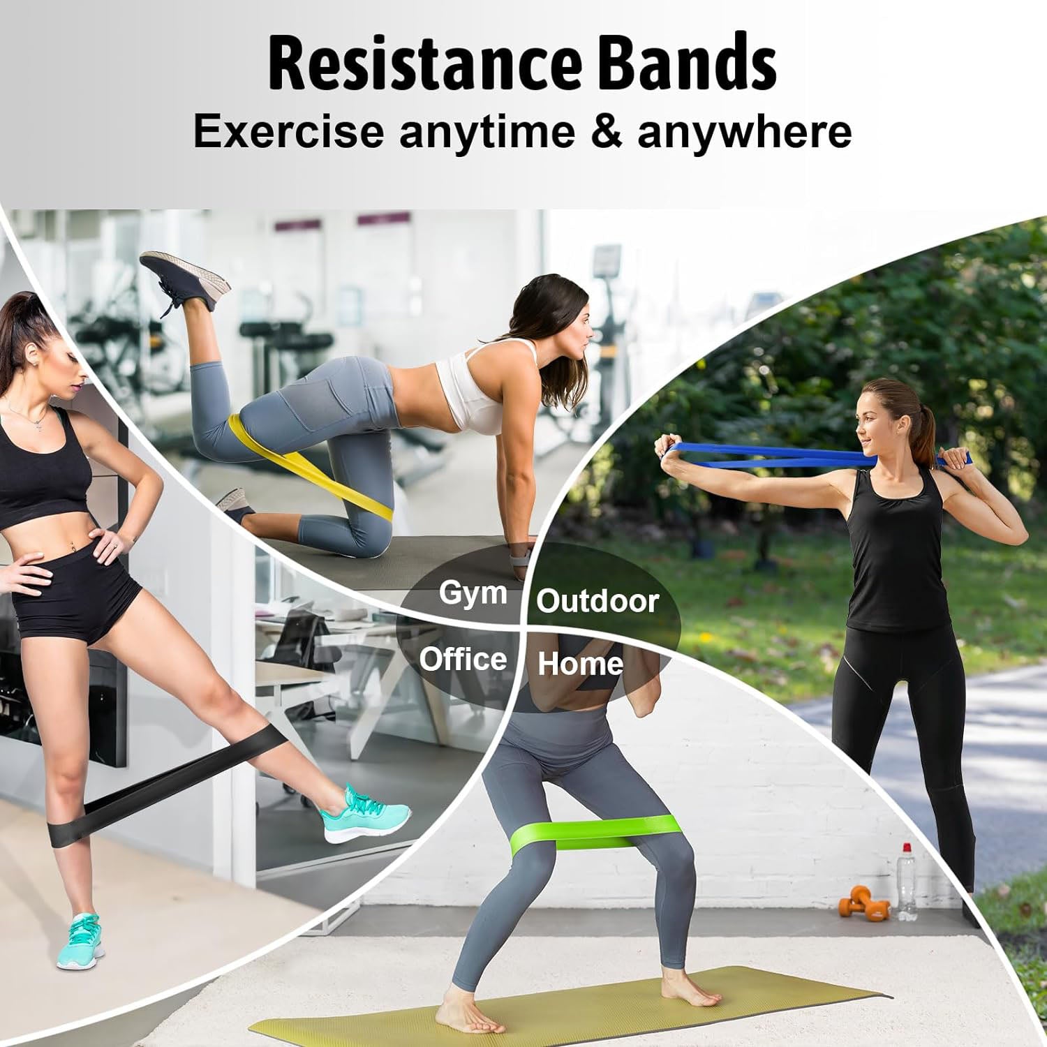 Premium Natural Rubber Resistance Bands Set with 5 Levels - 5 Pieces