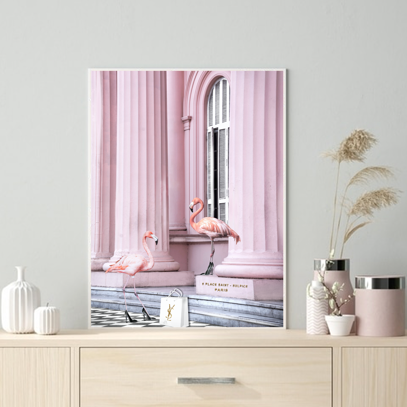 Interior Ave Saint Pink Framed Artwork - 90 x 60cm Gallery Quality Print - SuperSaverAU - view 1