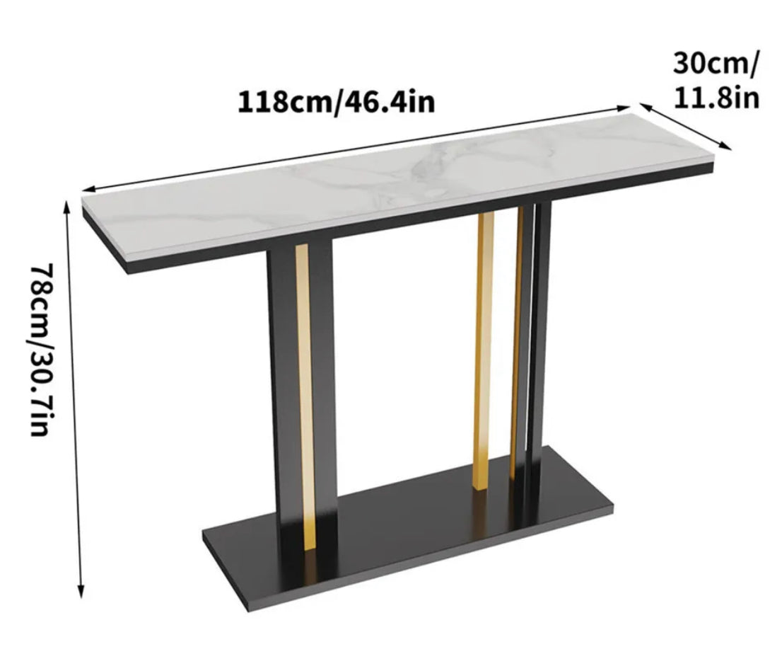Interior Ave Pandora Marble and Black Stone Console Table 118cm