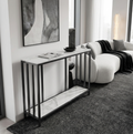 Interior Ave Bronte White Marble Stone Console Table Dual Layer 120cm