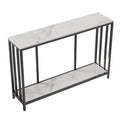Interior Ave Bronte White Marble Stone Console Table Dual Layer 120cm