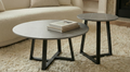 Interior Ave Broadway Grey Stone Marble Two Tier Coffee Table Set - 80x40cm & 45x50cm - SuperSaverAU - view 2