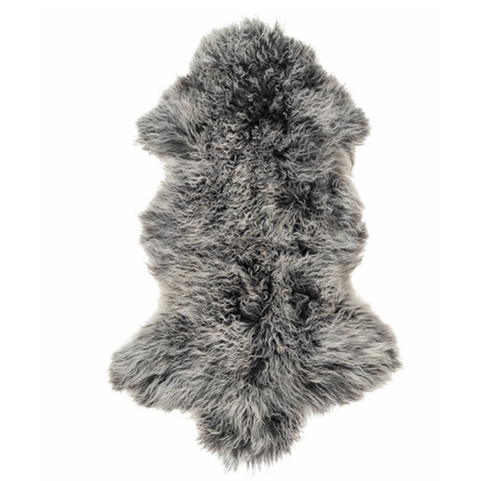 Interior Ave - Mongolian Fur Throw - 90CM - Charcoal Snow - SuperSaverAU - view 1
