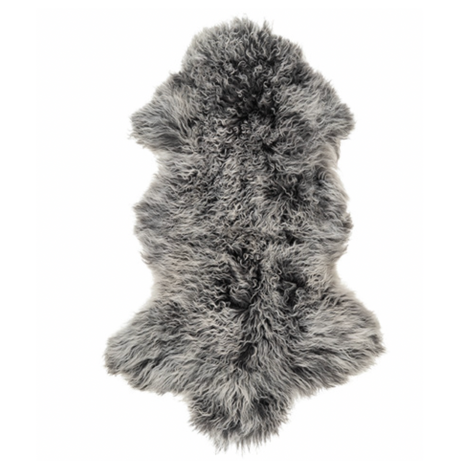 Interior Ave - Mongolian Fur Throw - 90CM - Charcoal Snow - SuperSaverAU - view 1