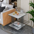 Interior Ave Milano Black Square Side Table Two Tier 40x40x65cm
