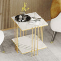 Milano Two Tier Square Side Table - Sintered Stone Marble, Metal Iron, L40CM*W40CM*H65CM - SuperSaverAU - view 2