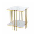Milano Two Tier Square Side Table - Sintered Stone Marble, Metal Iron, L40CM*W40CM*H65CM - SuperSaverAU - view 1